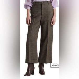 Ralph Lauren Brown Wide-Leg Tweed Pants